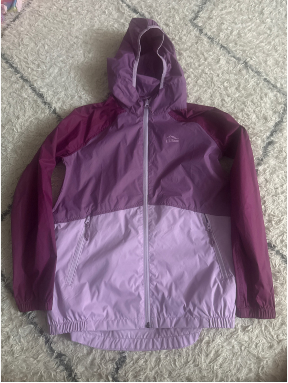 Girls L.L.Bean Raincoat Jacket Size 12 Purple Lavender